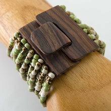 Beaded Bracelet with Wood Buckle