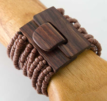 Beaded Bracelet with Wood Buckle