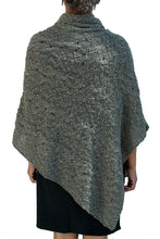 Cowl Neck Cable Knit Pointed Front Poncho