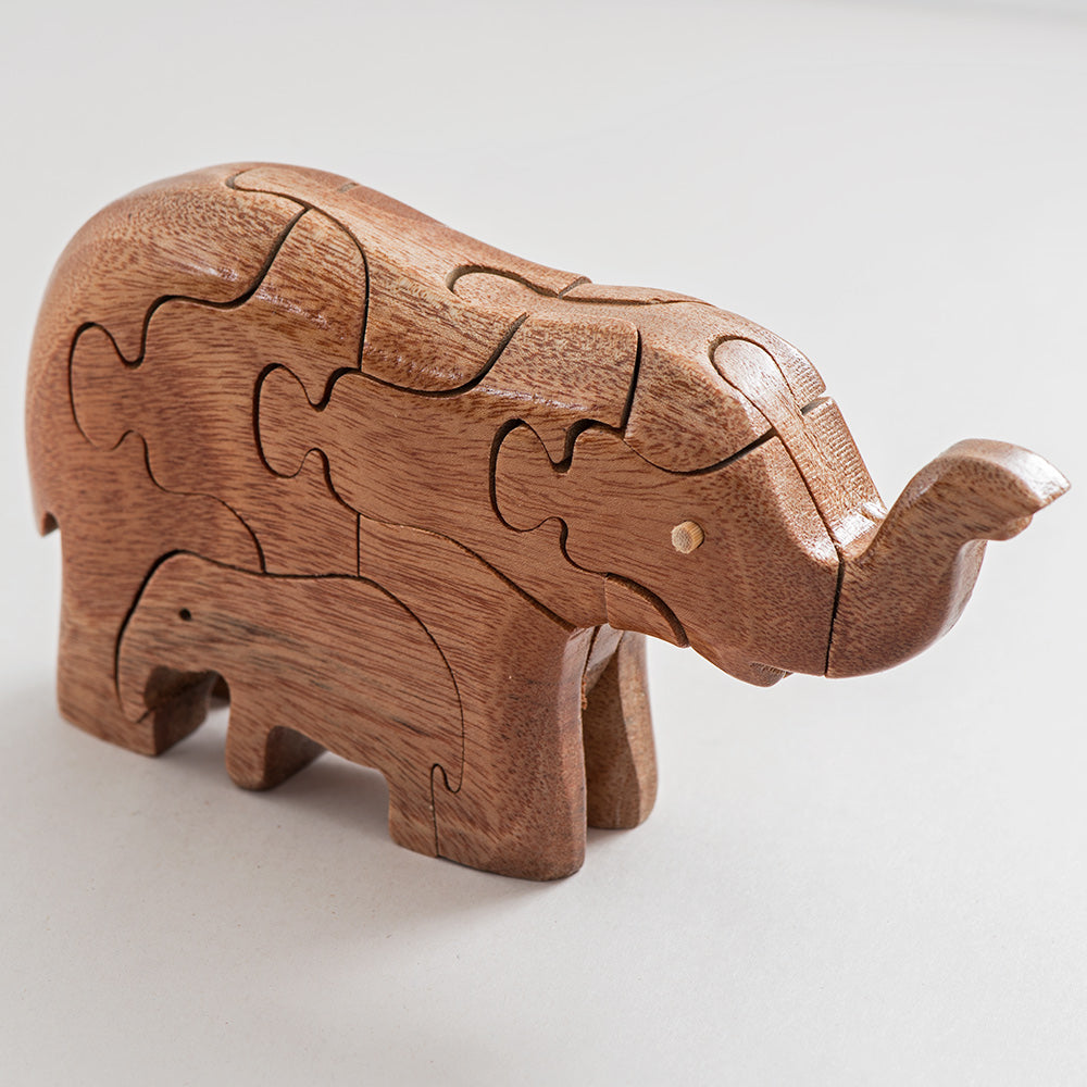 Wooden Elephant and Baby Puzzle