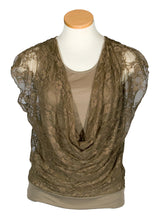 Lace Sleeveless Draped Front Top